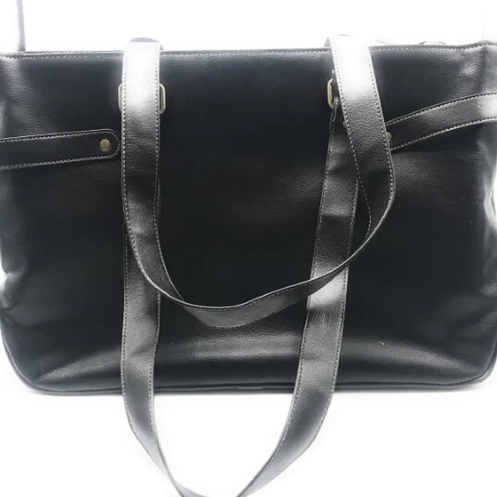 FRANKLIN COVEY Business Laptop Tote Black Leather Bag